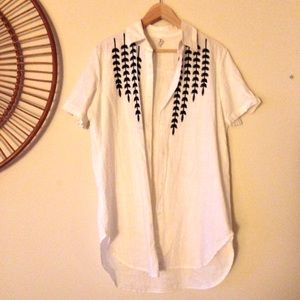 Long linen button down shirt