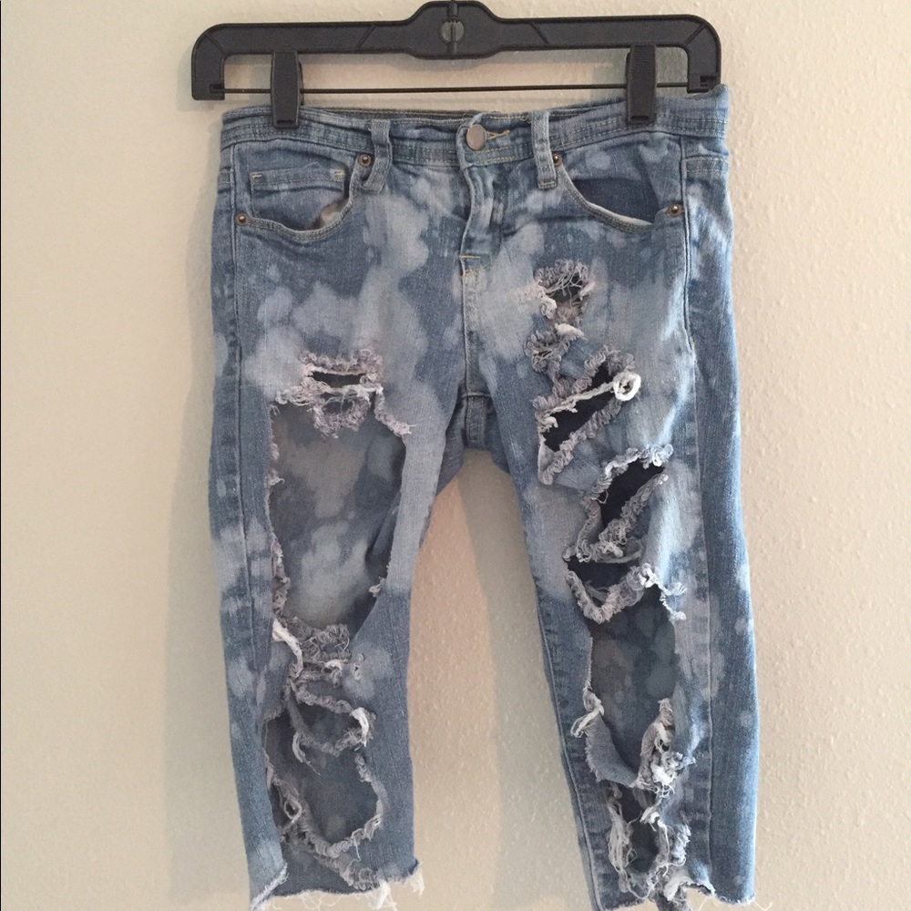 Cut up bleach shorts