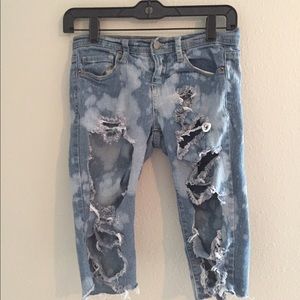 Cut up bleach shorts
