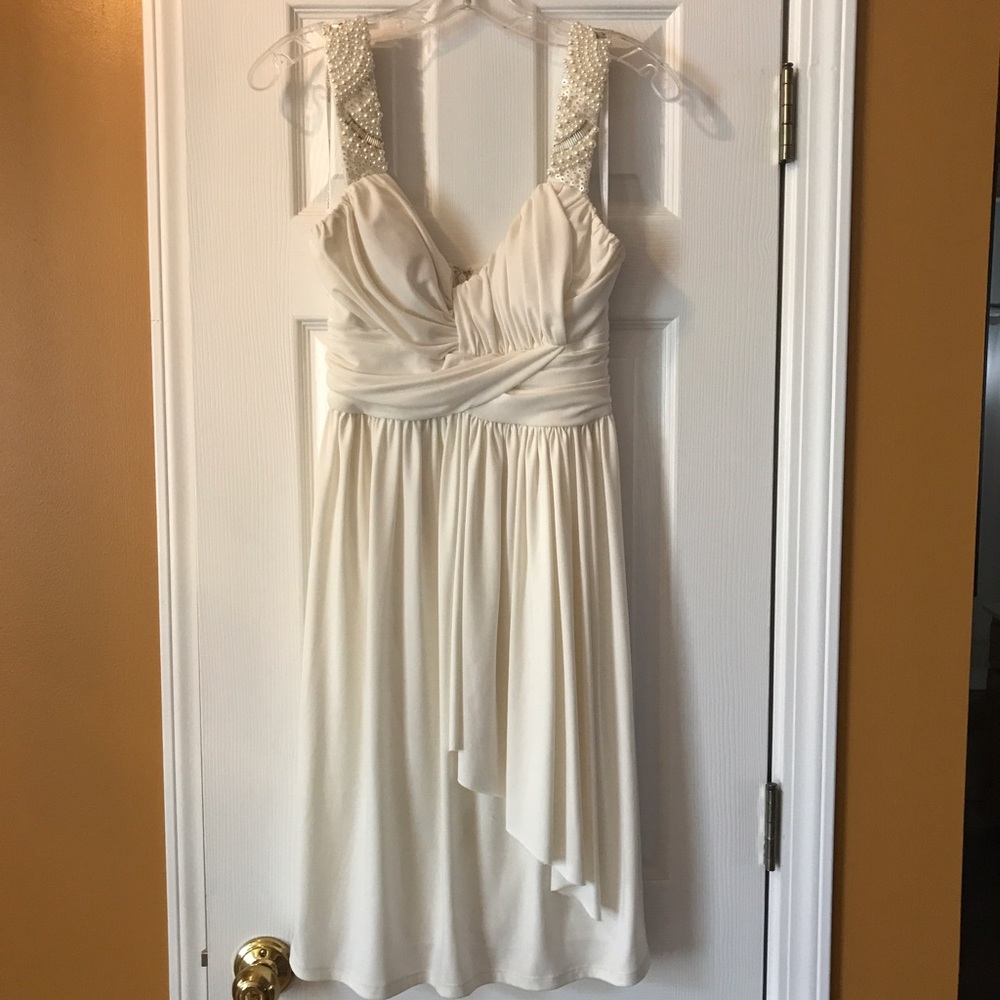 Maggy London white dress w/beaded straps size 4