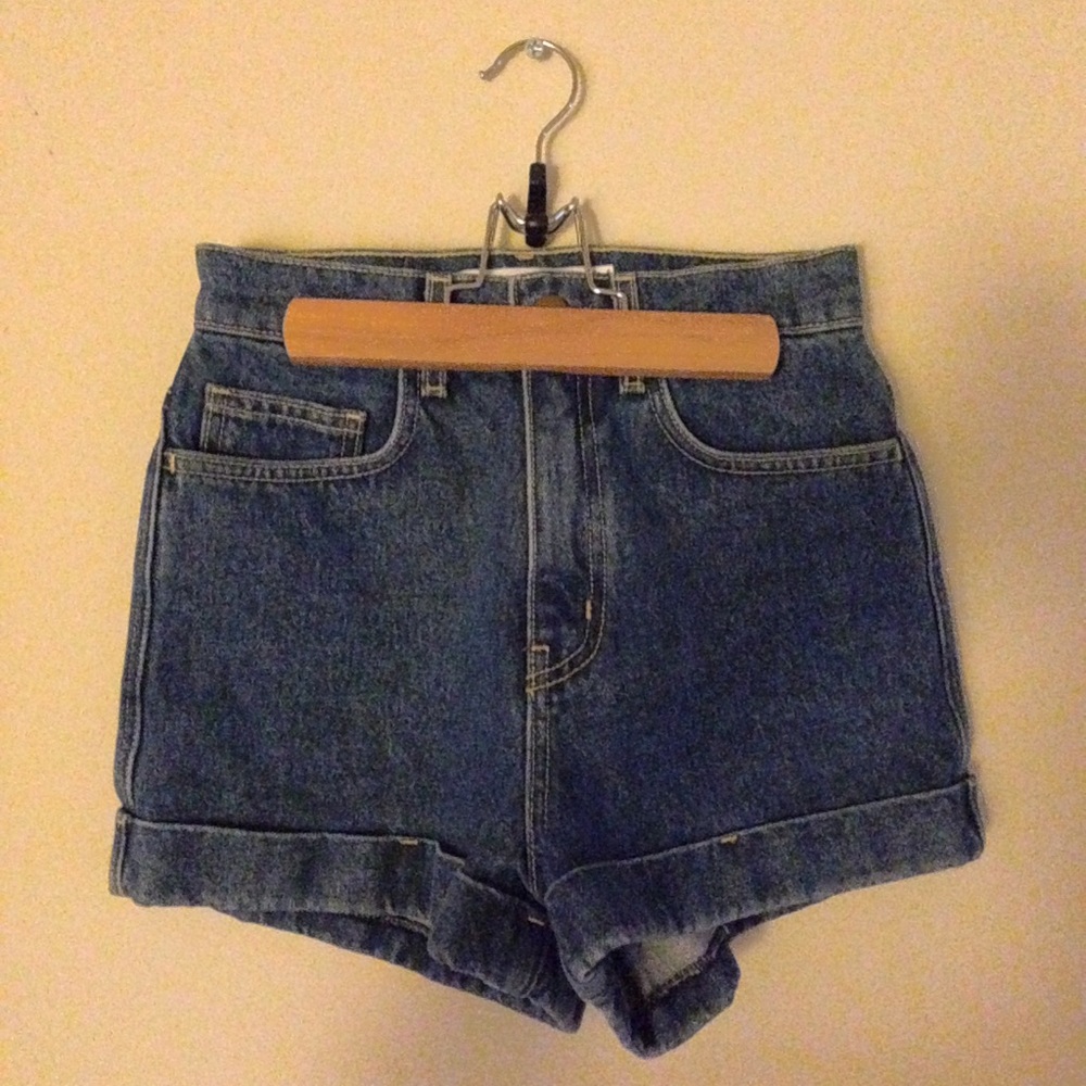 AA medium wash denim jean shorts