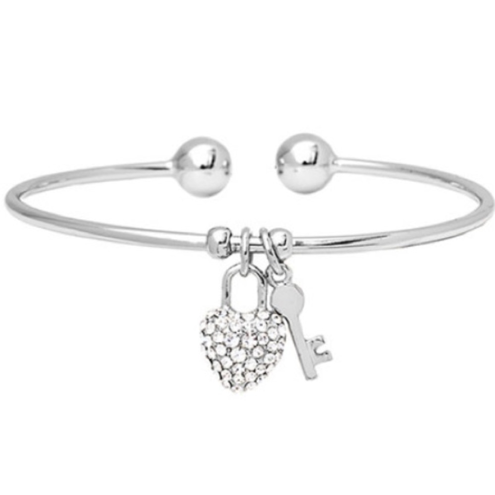 Heart Key Cuff with Swarovski Crystals