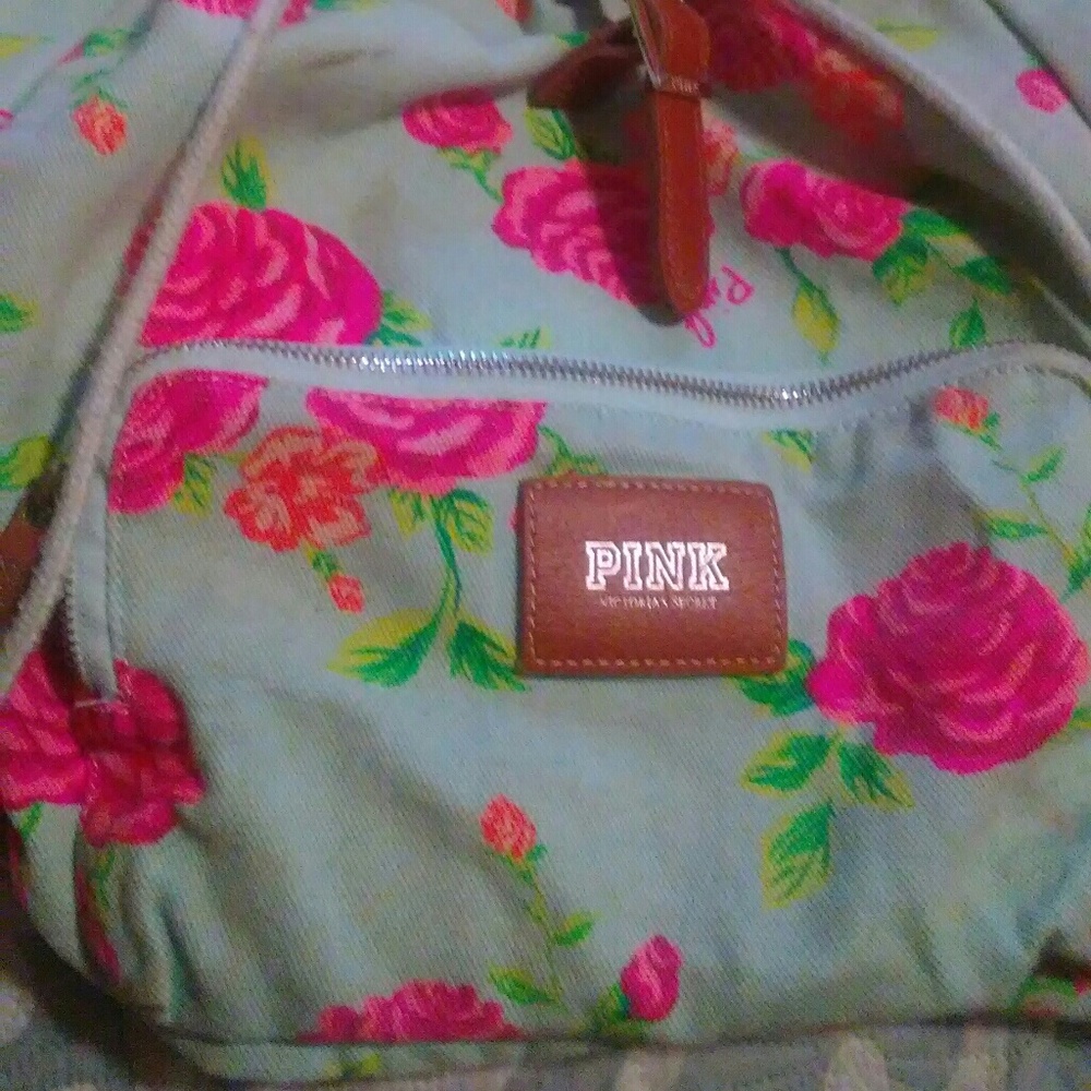 Baby blue/flower PINK backpack