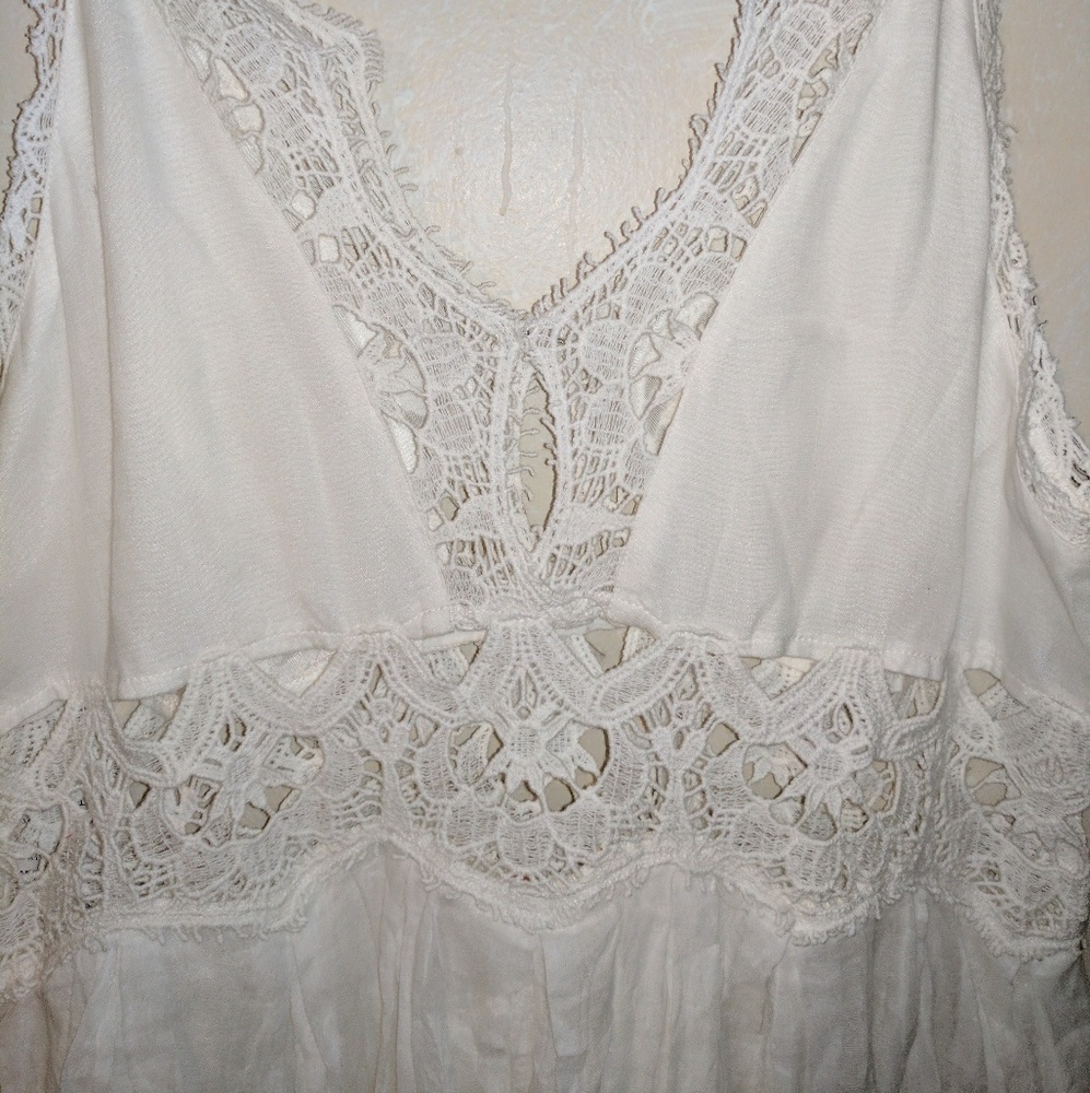 Free People One Ilektra Crochet Trim Dress White - Picture 7 of 7