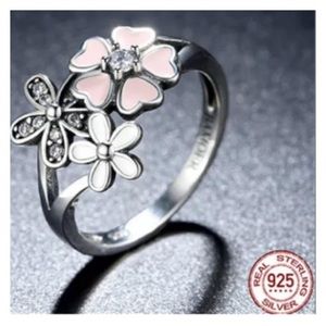 Sale 3 X $16 Jewerly 925 Silver Flower Pearl Ring