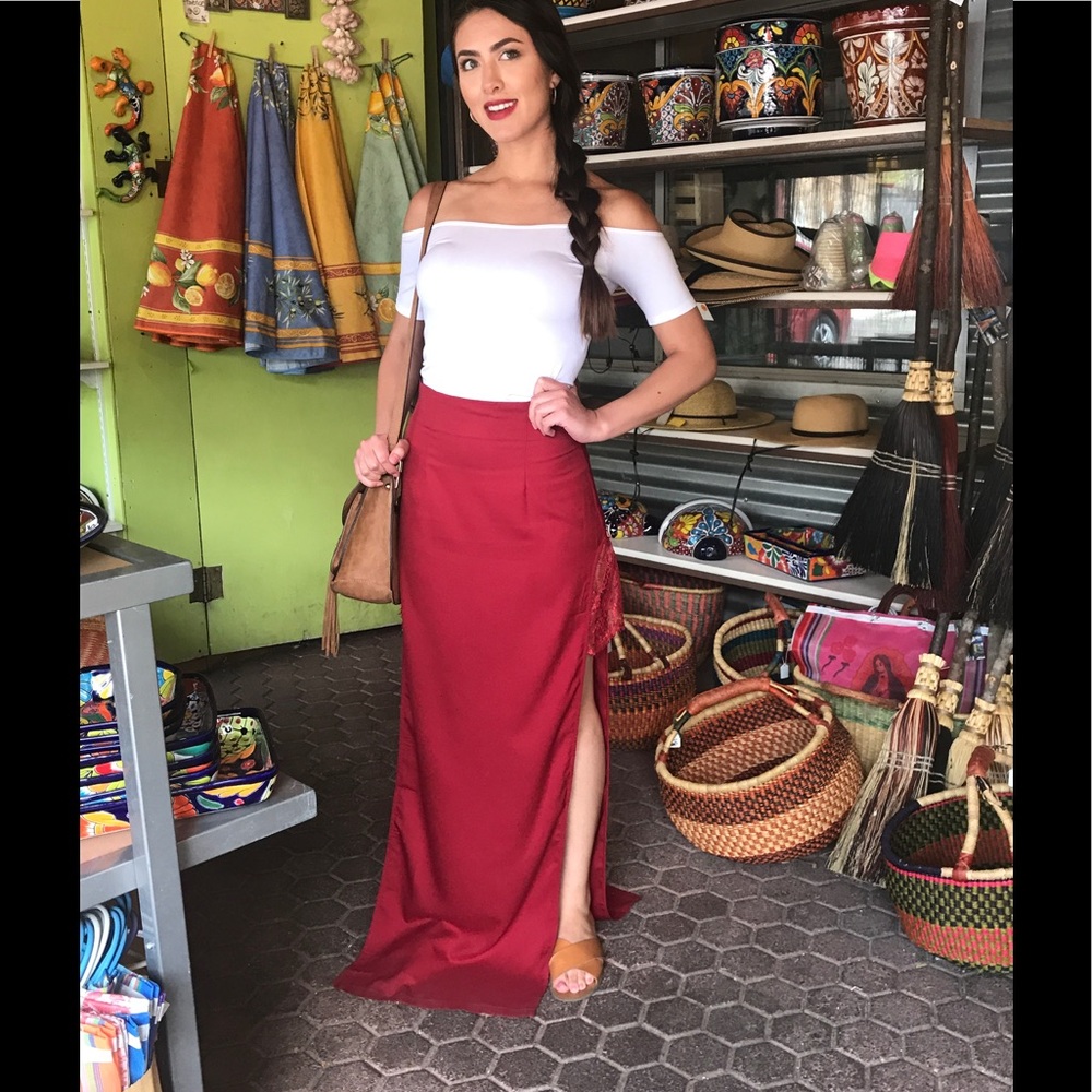 Bohemian Burgundy Maxi Skirt-NWT - Picture 4 of 5