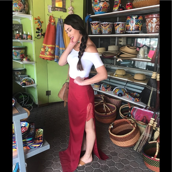 Maxi Skirt-Burgundy-CLEARANCE - Picture 2 of 5