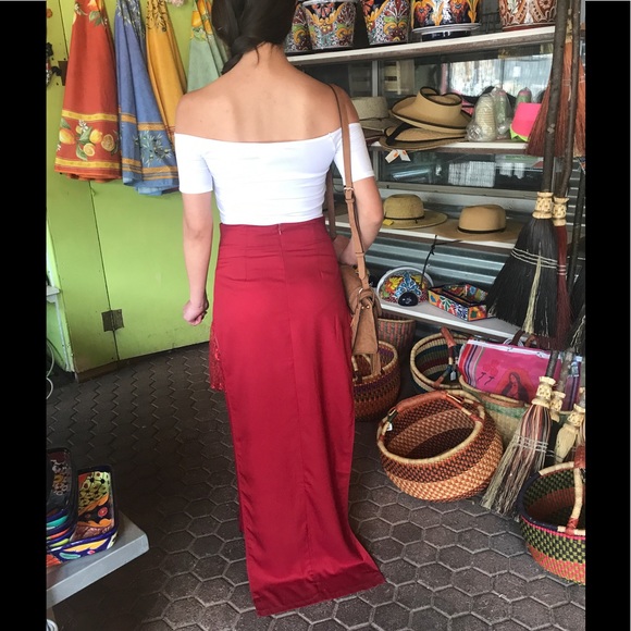 Maxi Skirt-Burgundy-CLEARANCE - Picture 3 of 5