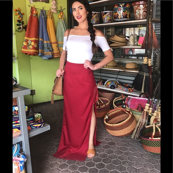 Maxi Skirt-Burgundy-CLEARANCE - Picture 4 of 5