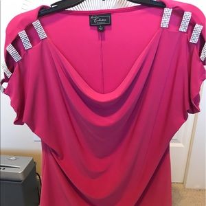 Pink top with glitters accents on shoulder