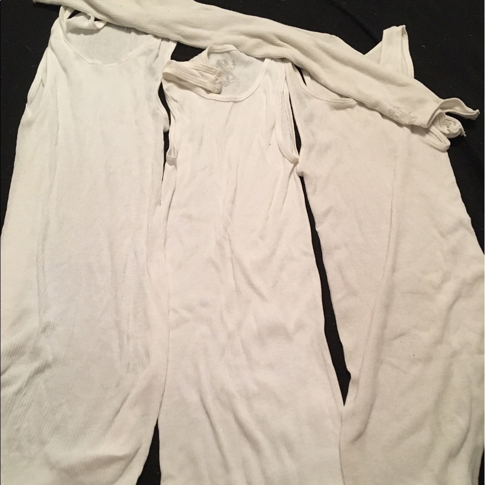 4 set of men's white wife beaters