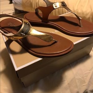 Michael Kors tan and gold sandals