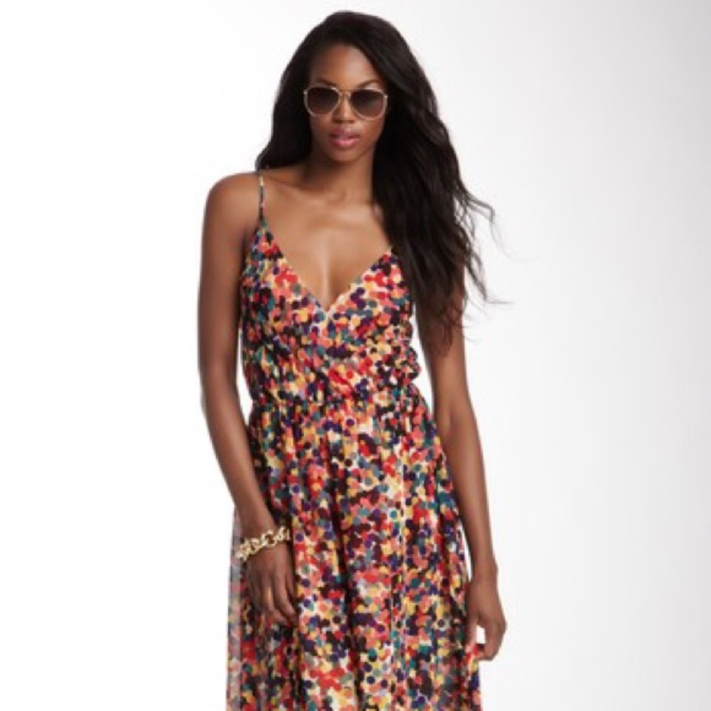 Lavender Brown polka dot maxi