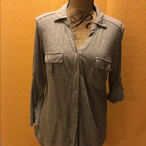 Button front long sleeve sweatshirt