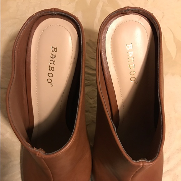 Bamboo tan leather heels - Picture 3 of 4