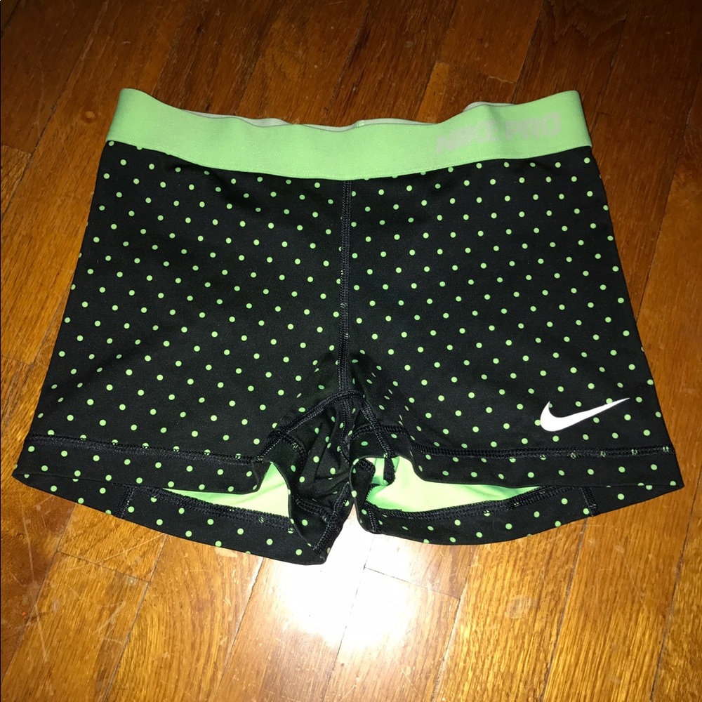Lime green polka dotted spandex