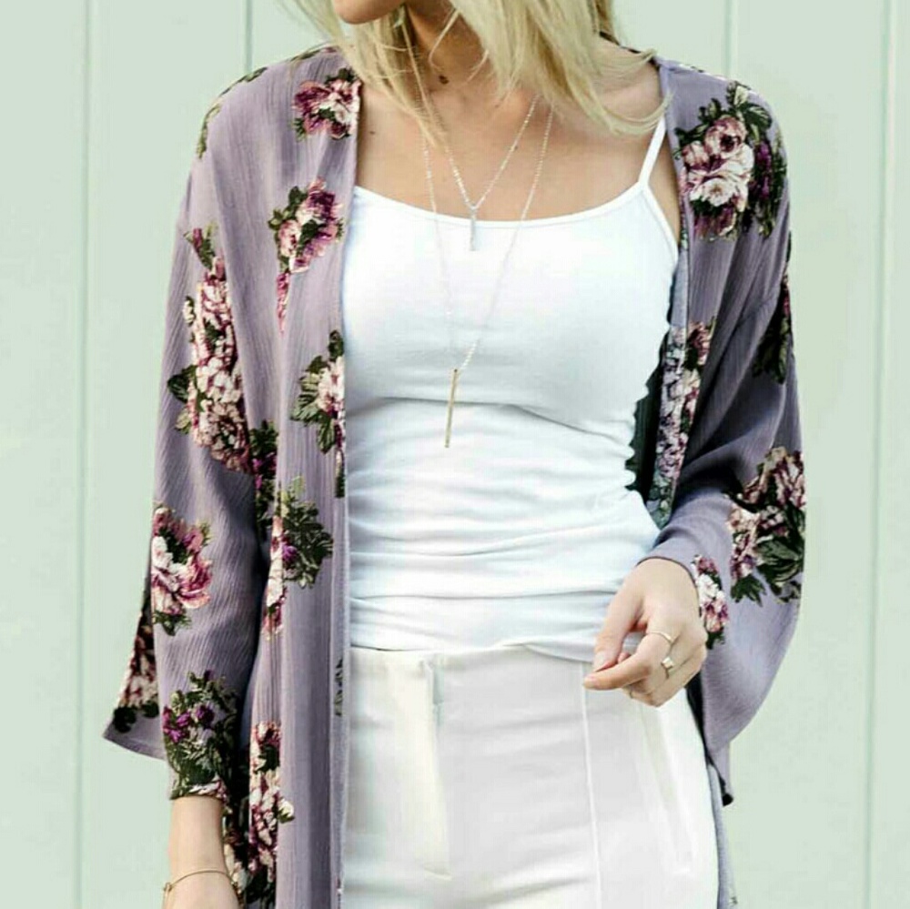 Lucy Flower Long Kimono L - Picture 2 of 4
