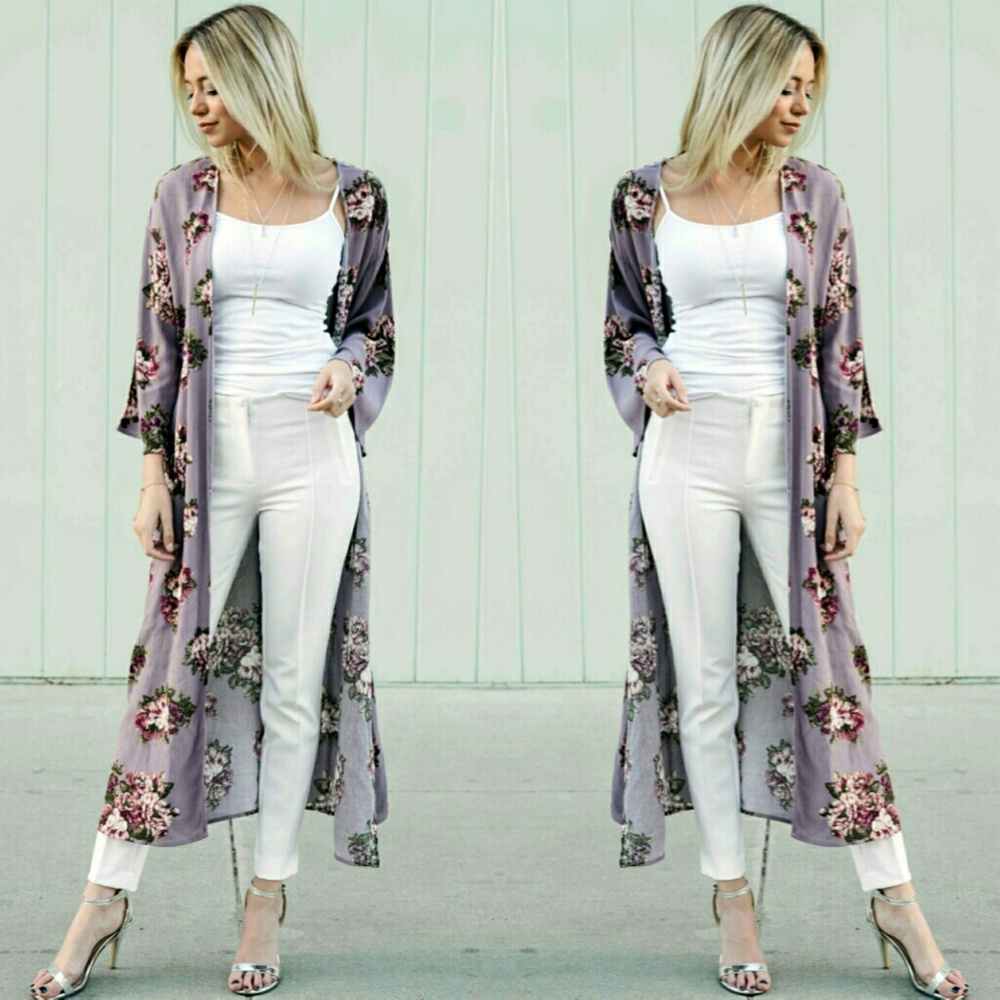 Lucy Flower Long Kimono L - Picture 3 of 4