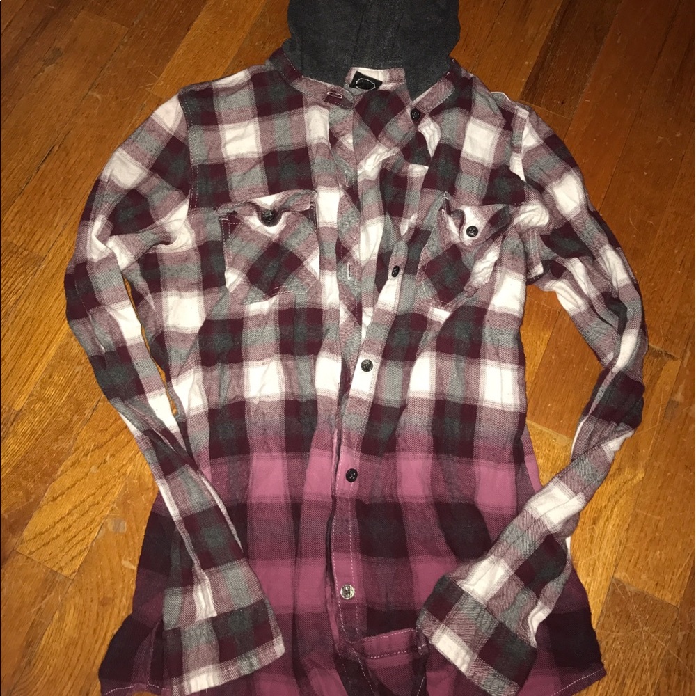 Hooded ombré flannel