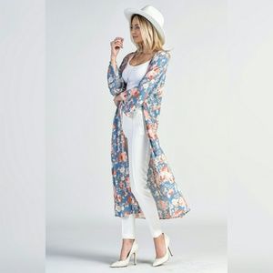 Lucy Flower Print Long Kimono S