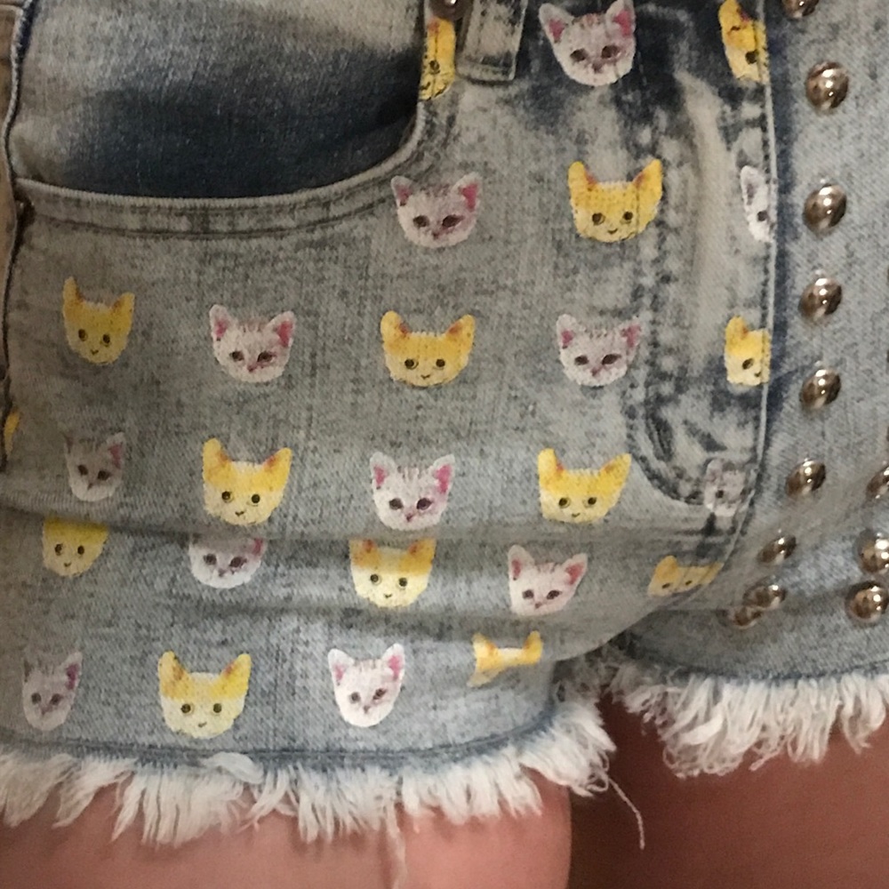 cat and studded shorts!