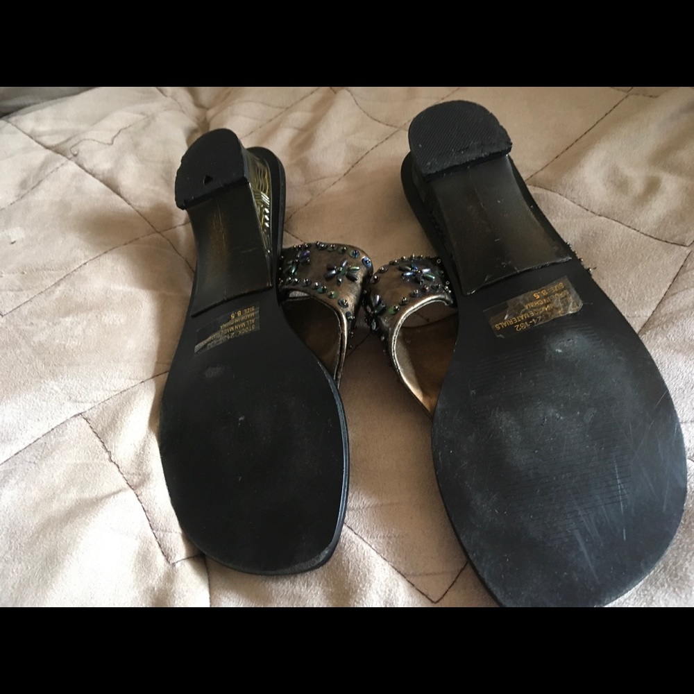 Bronze Rhinestone Jeweled Sandals - Picture 4 of 4