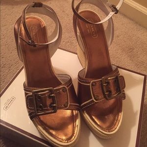 Coach Bronze Wedge Sandals size 10