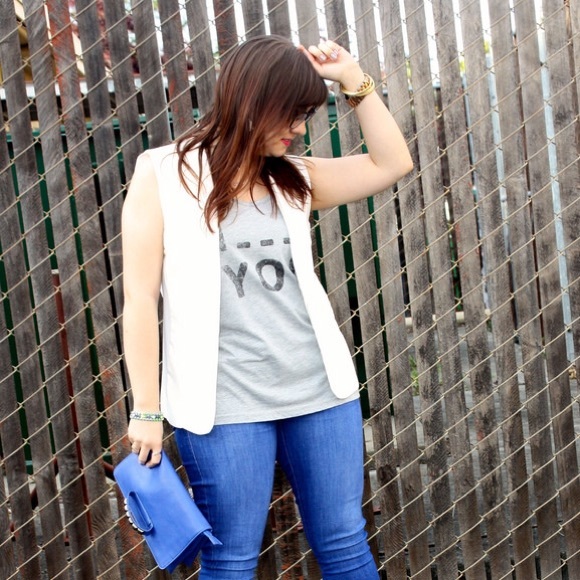 Jackets & Coats - Sleeveless White Blazer Vest Jackets & Coats - Sleeveless White Blazer Vest