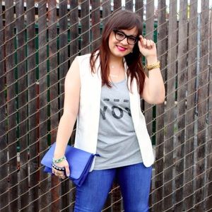 Jackets & Coats - Sleeveless White Blazer Vest Jackets & Coats - Sleeveless White Blazer Vest