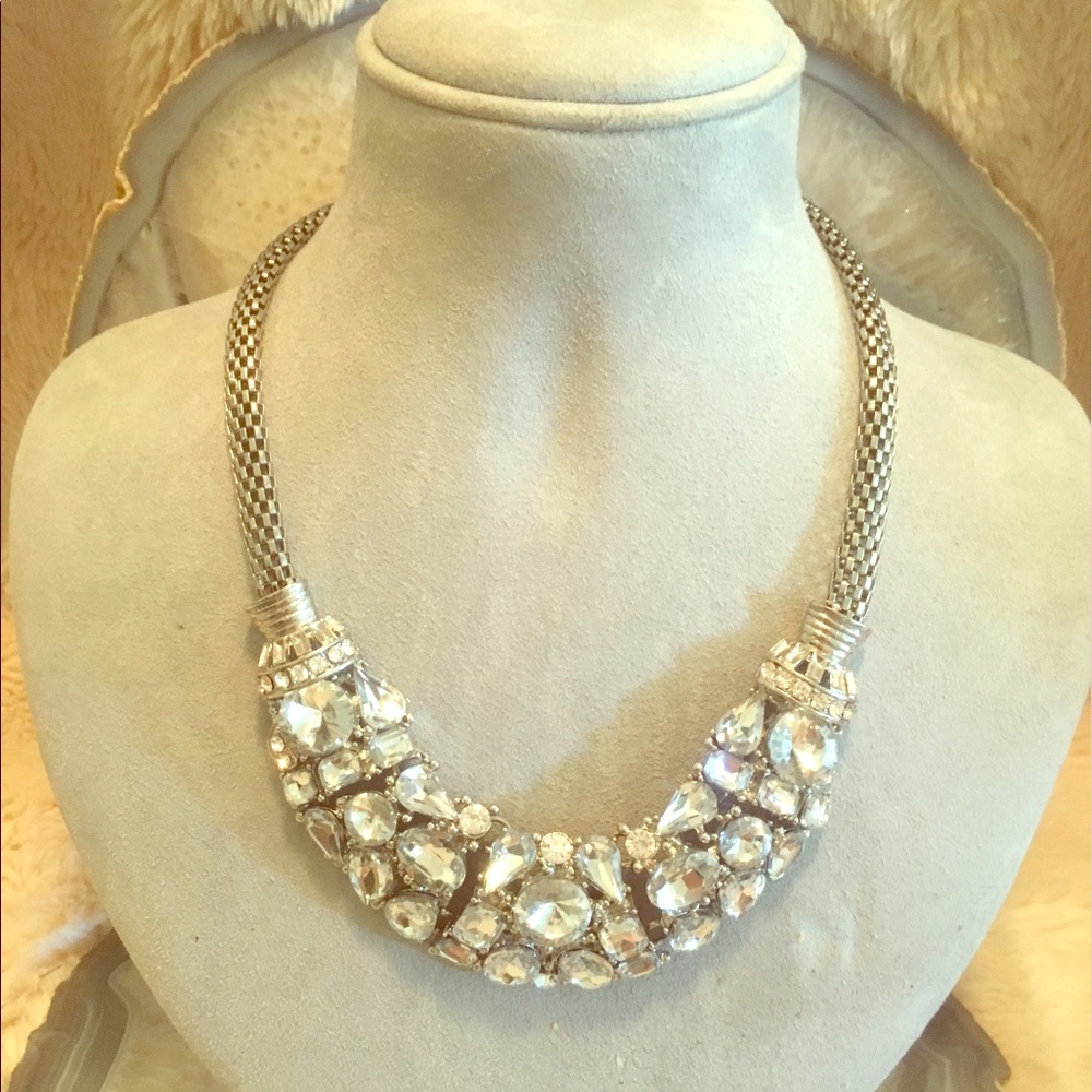 Silver And Diamond Statement Necklace - image 1