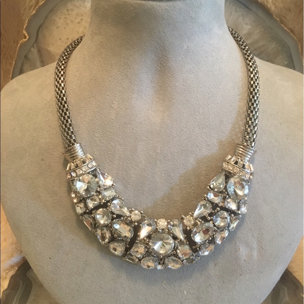 Silver And Diamond Statement Necklace - image 2