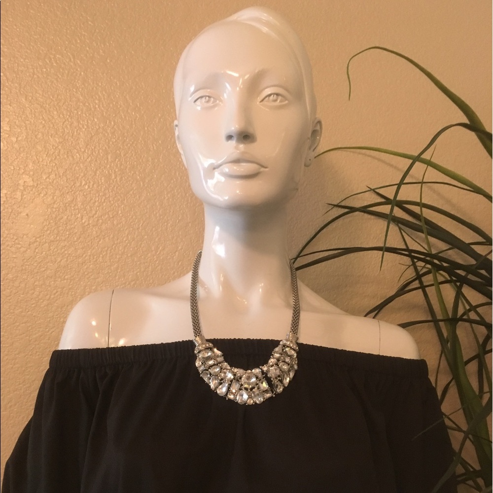 Silver And Diamond Statement Necklace - image 3