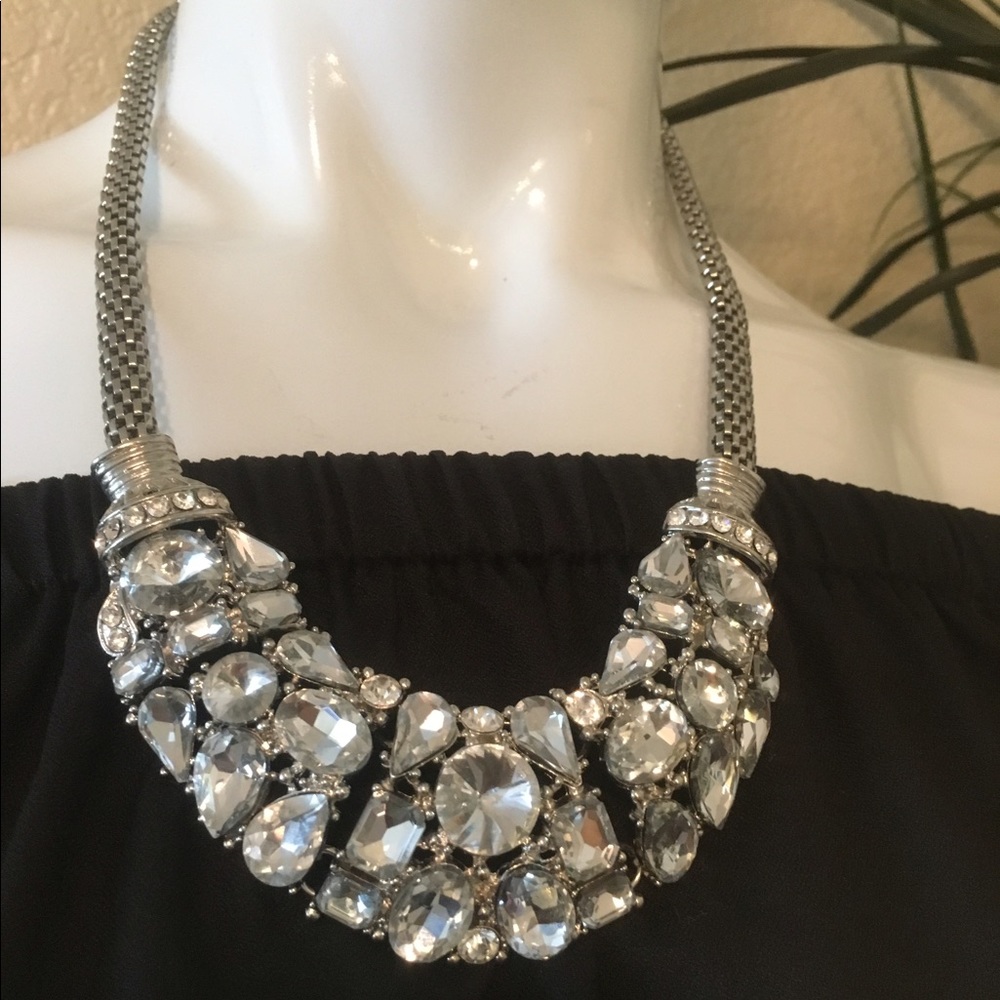 Silver And Diamond Statement Necklace - image 4