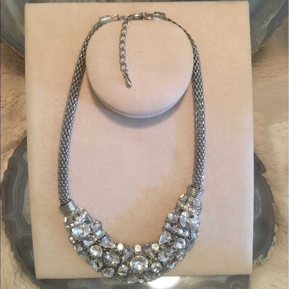 Silver And Diamond Statement Necklace - image 5