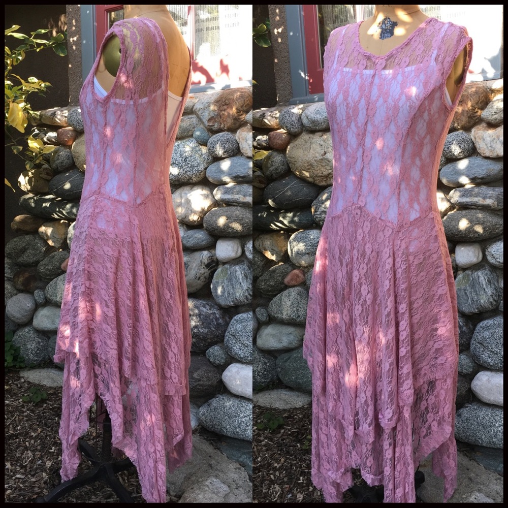 Pink Blush Asymmetric Lace Dress - Picture 5 of 8