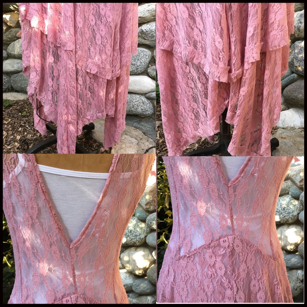 Pink Blush Asymmetric Lace Dress - Picture 7 of 8