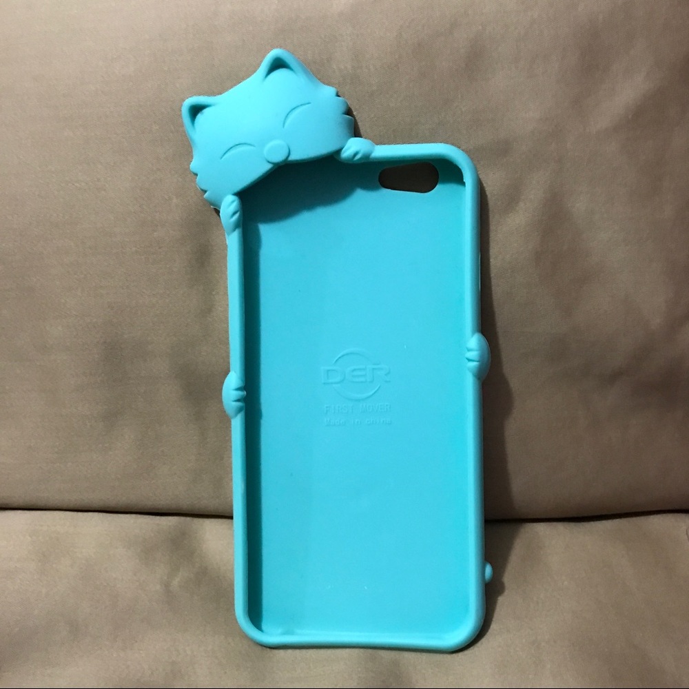 Teal silicone cat iPhone 6/6s case