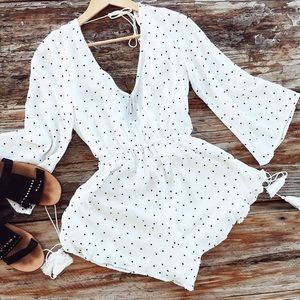 White Polkadot Playsuit