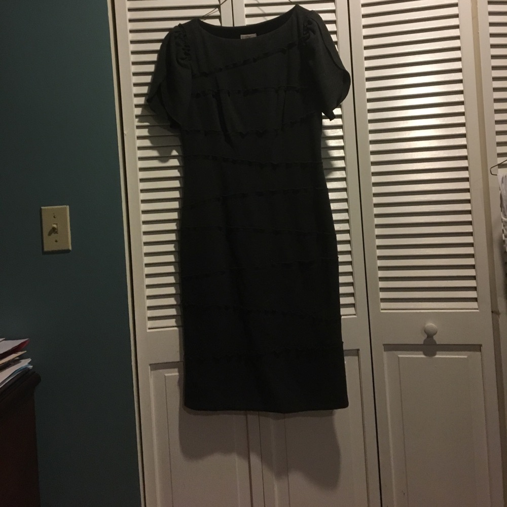 Grey sheath dress with seam detailing