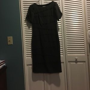 Grey sheath dress with seam detailing