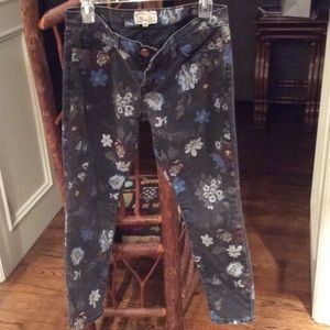 Current Elliot black flowered jeans