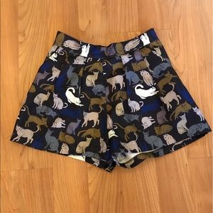 H&M High Waisted Cat Print Shorts
