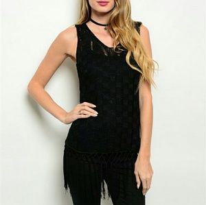 Sexy Junior's black crochet fringe top size S/M