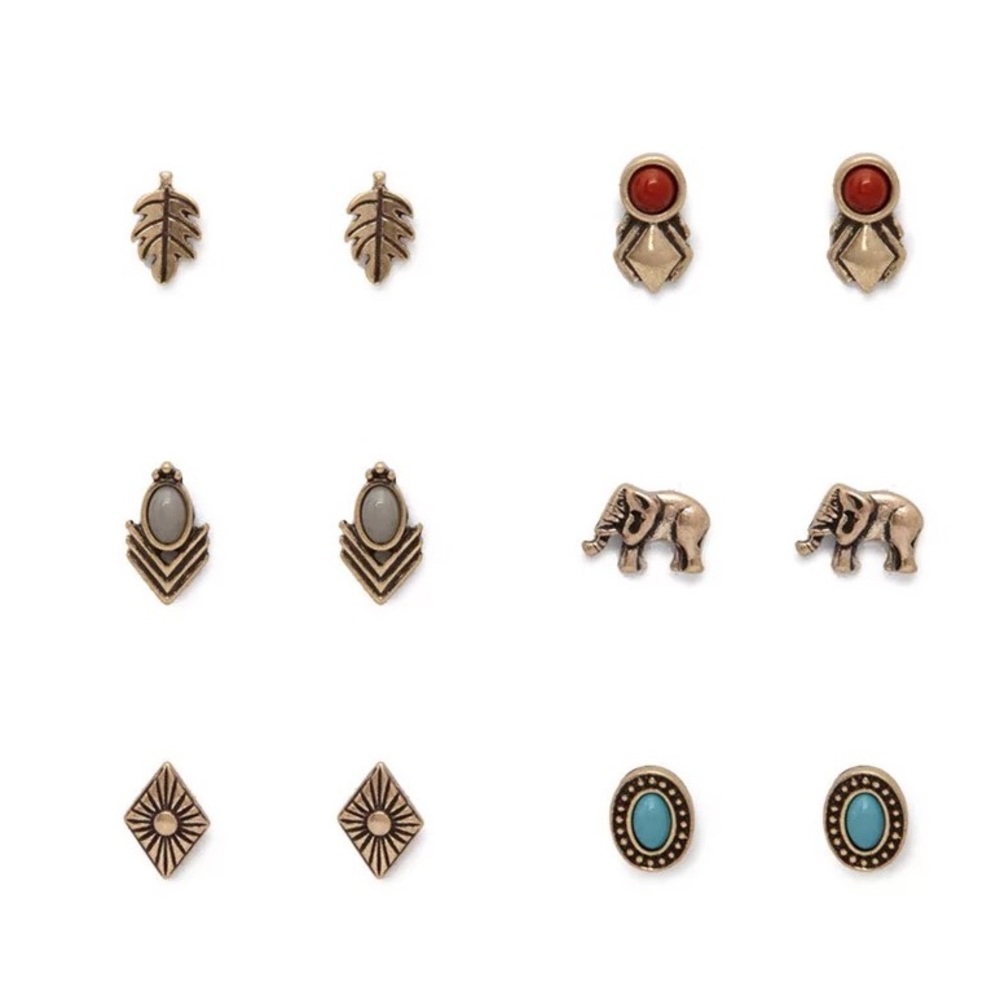 6 sets of fun earring studs