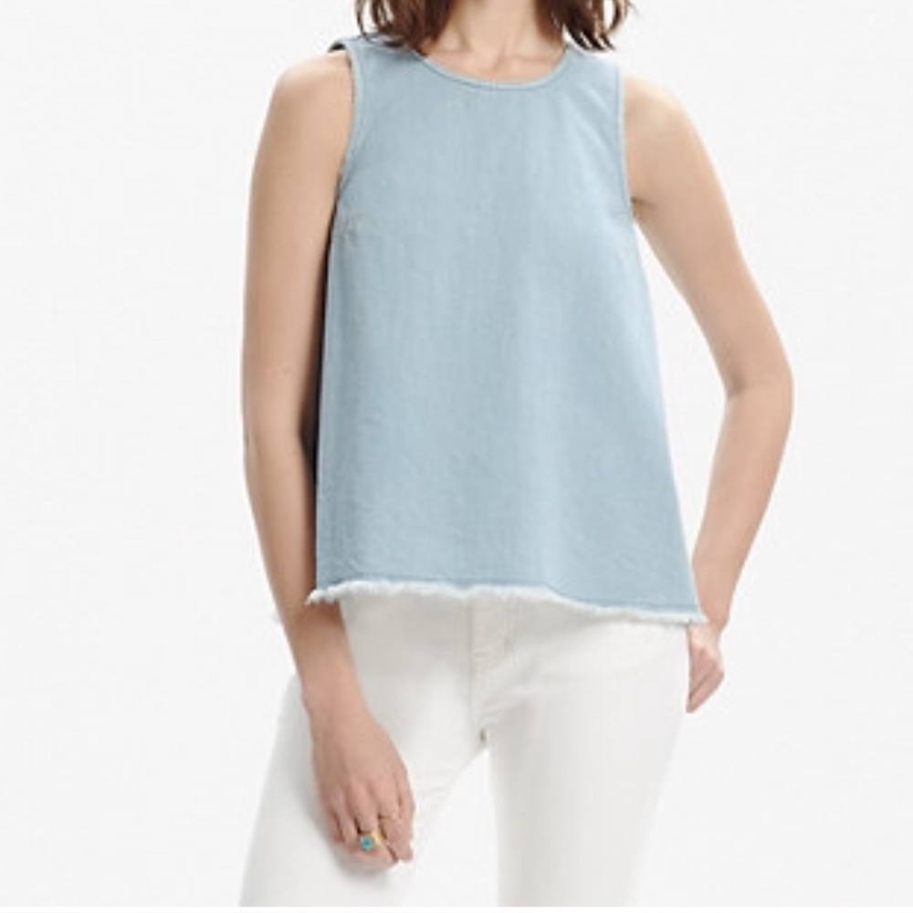 Madewell raw-edge cutout denim tank size S