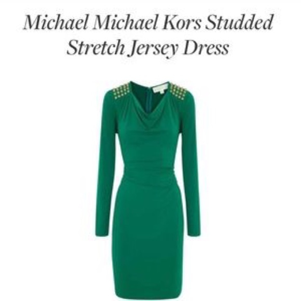 🔥Michael Kors Emerald Green Gold Studded Dress 🔥