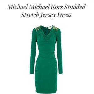 🔥Michael Kors Emerald Green Gold Studded Dress 🔥