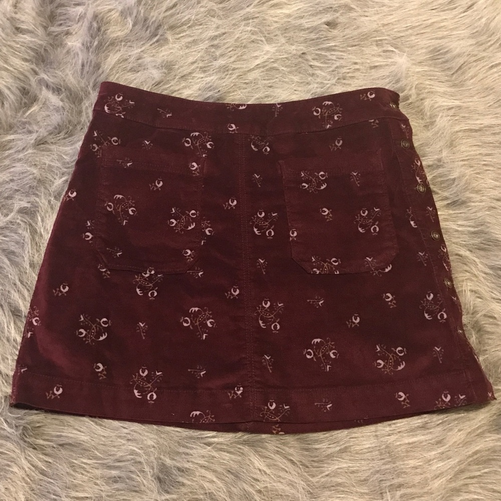 Free People burgundy A-line mini skirt size 8.