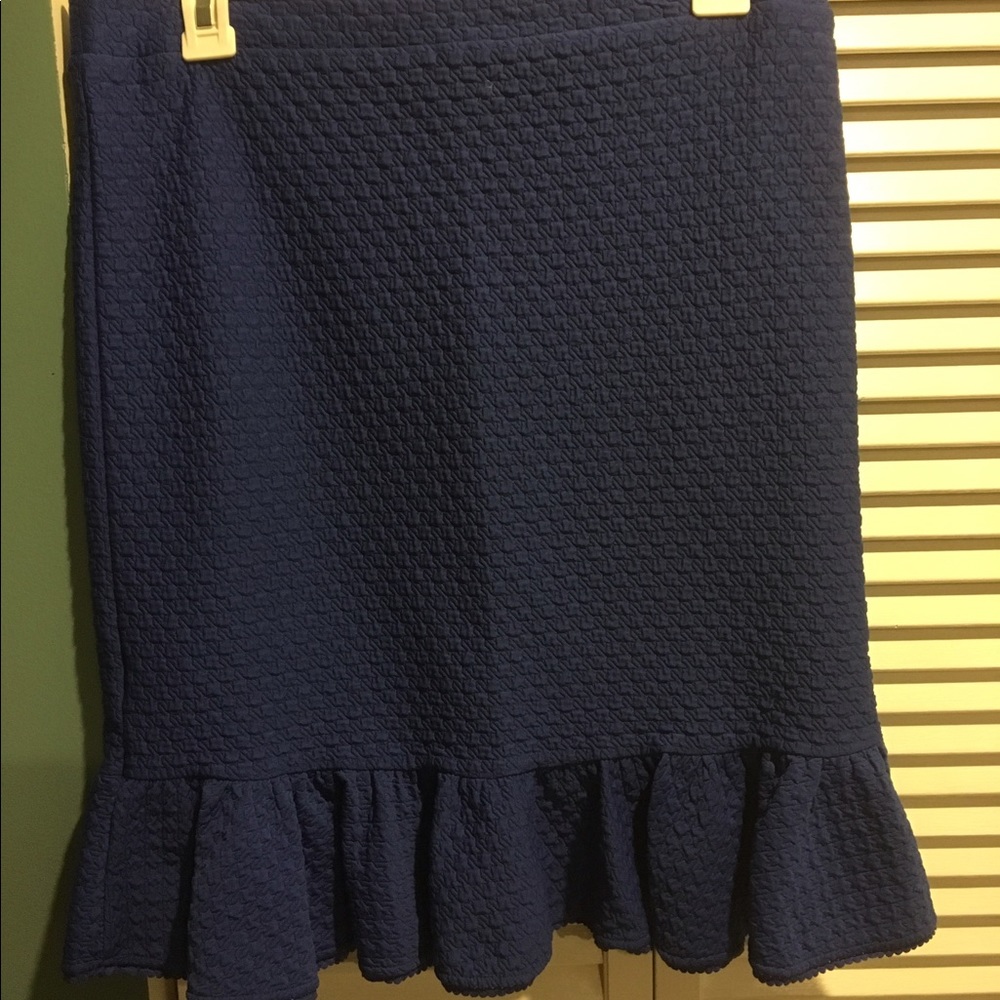 Royal blue stretch ruffle textured skirt