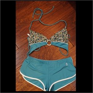 Original Penguin bikini swimsuit in teal turquoise